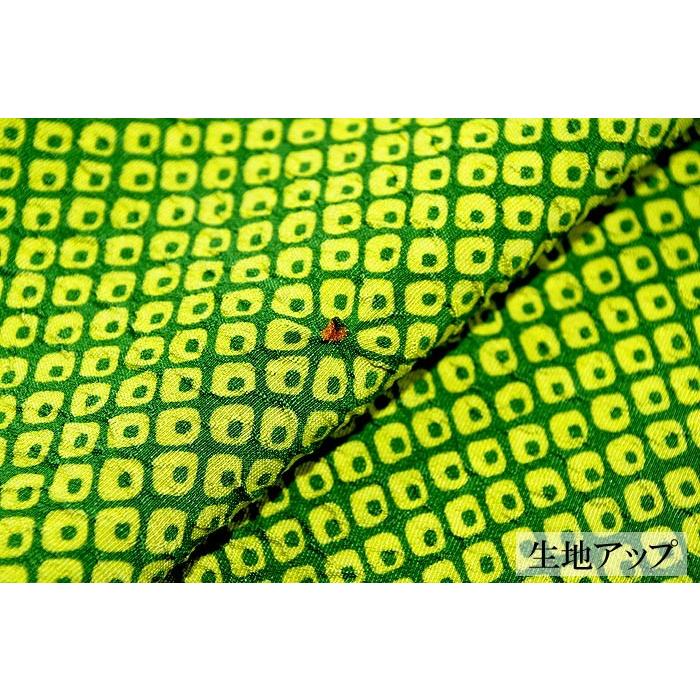 高級 正絹 帯揚げ 深緑色 凸凹 地模様地 若草色 (黄緑色) 疋田 高級 正絹 帯揚げ 深緑色 凸凹 地模様地 若草色 (黄緑色) 疋田