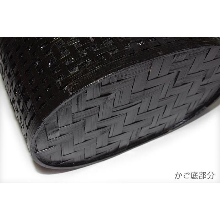 かご巾着 自然素材 竹 黒/ピンク/パープル/黒地白レース 4種類