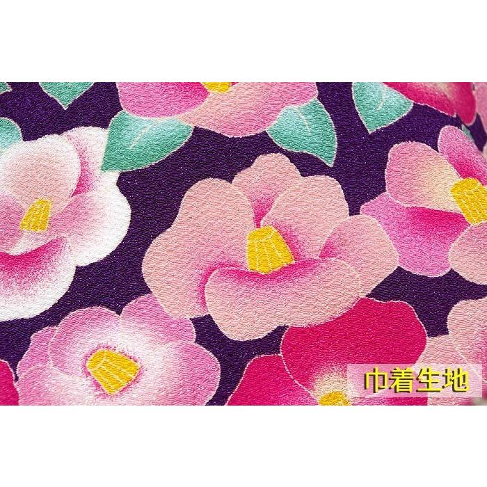 かご巾着 カゴ巾着 植物繊維 竹製 紫色／ピンク レトロ/椿柄 2色