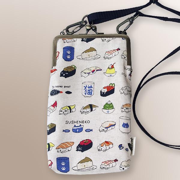 がま口 ショルダーバッグ スマホ入れ 携帯 信玄袋 お祭り 古典柄