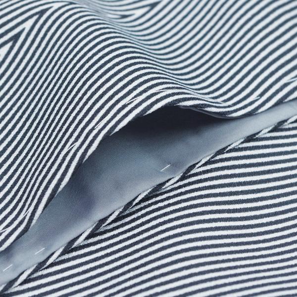 洗える着物 江戸小紋 袷着物 黒 / 白 縞 ストライプ 幾何学模様 モダン