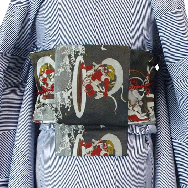 洗える着物 江戸小紋 袷着物 黒 / 白 縞 ストライプ 幾何学模様 モダン