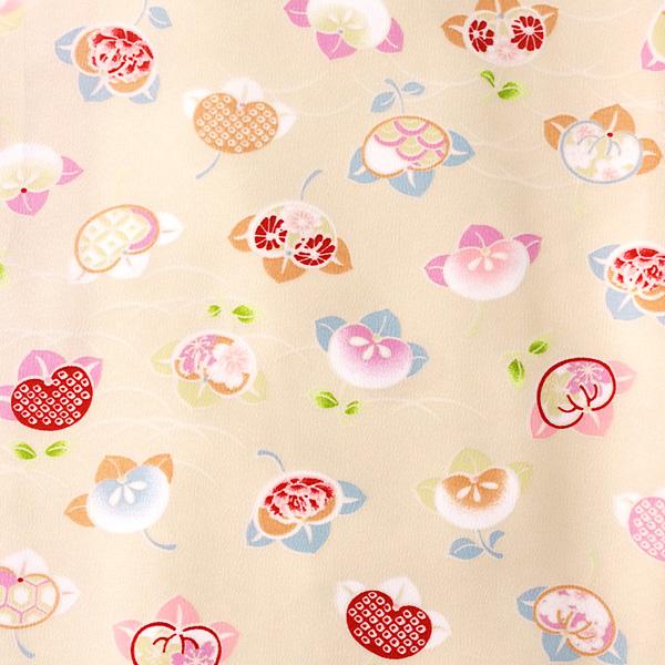 洗える着物 袷着物 単品 レディース きもの R・KIKUCHI ポリエステル 小紋 鹿の子 亀甲 花柄 橘 レトロ かわいい 普段着・お出かけ フリー 新作 40代 50代 60代