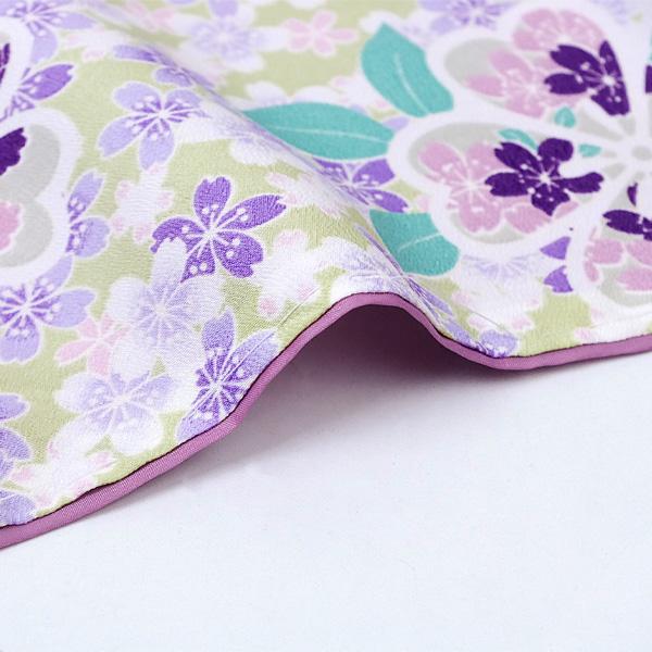 洗える着物 袷着物 単品 レディース きもの R・KIKUCHI ポリエステル 小紋 レトロ 黄緑色 桜 梅 牡丹 笹 もみじ 普段着・お出かけ フリー 新作｜40代 50代 60代