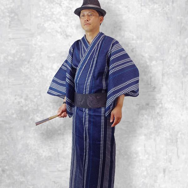 メンズ浴衣 2点セット 浴衣/角帯 メンズ 浴衣セット 千鳥格子