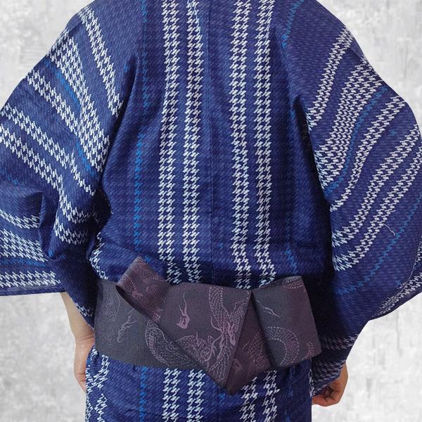 メンズ浴衣 2点セット 浴衣/角帯 メンズ 浴衣セット 千鳥格子文様 紺色