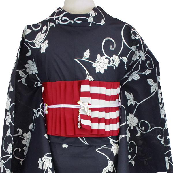 小粋【浴衣2点セット】新品❗️牡丹・菊　黒色 浴衣 セット レディース 2点 レトロ シック 粋 黒色地 古典柄 花柄