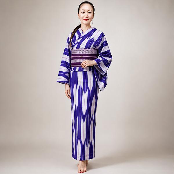 浴衣 単品 レディース ゆかた 青 矢絣 モダンレトロ 大人 粋 シック