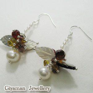 淡水パール＆ビーズ フラワーモチーフのピアス｜giyaman-jewellery｜03