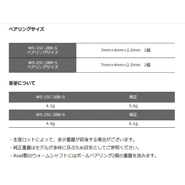 アベイル アルミウォームシャフト2BB（Abu2500C用） ・WS-25C-2BB-S