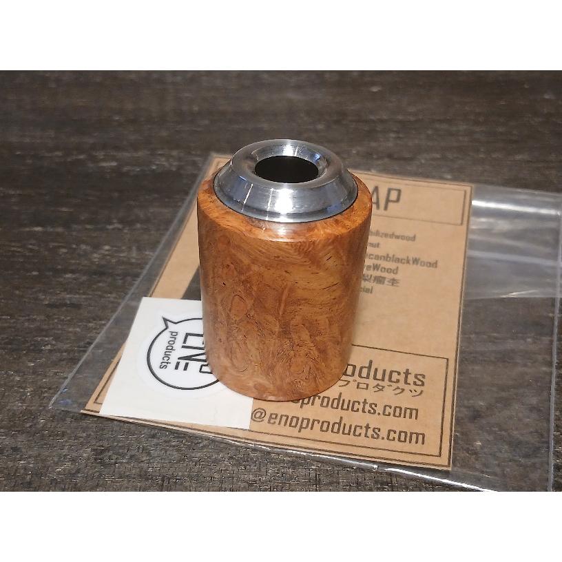 イーナンバープロダクツ ウッドヘッドキャップ 花梨瘤杢（筒型シルバー