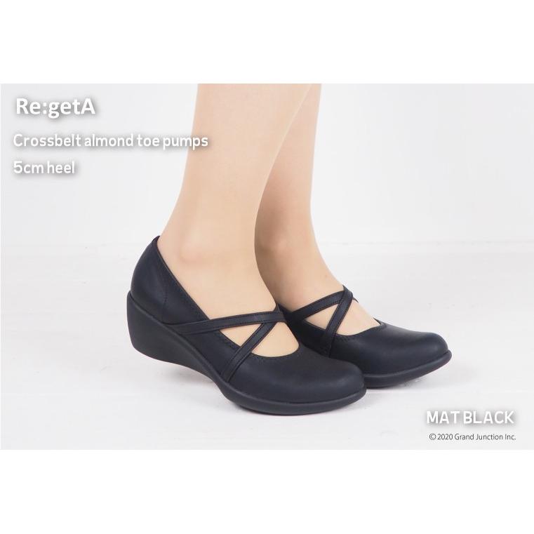 リゲッタ 靴 パンプス 痛くない 歩きやすい ウェッジソール ストラップパンプス 黒 5cm pumps | Re:getA | 08