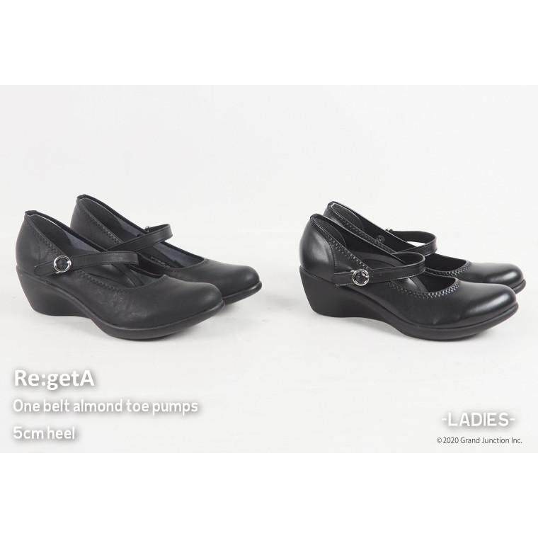 リゲッタ パンプス 痛くない 黒 ストラップ 結婚式 歩きやすい オフィス ウェッジソール 5cmヒール black | Re:getA | 03