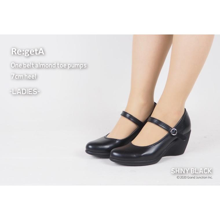 リゲッタ パンプス 痛くない 黒 ストラップ 結婚式 歩きやすい オフィス ウェッジソール 7cmヒール black | Re:getA | 06