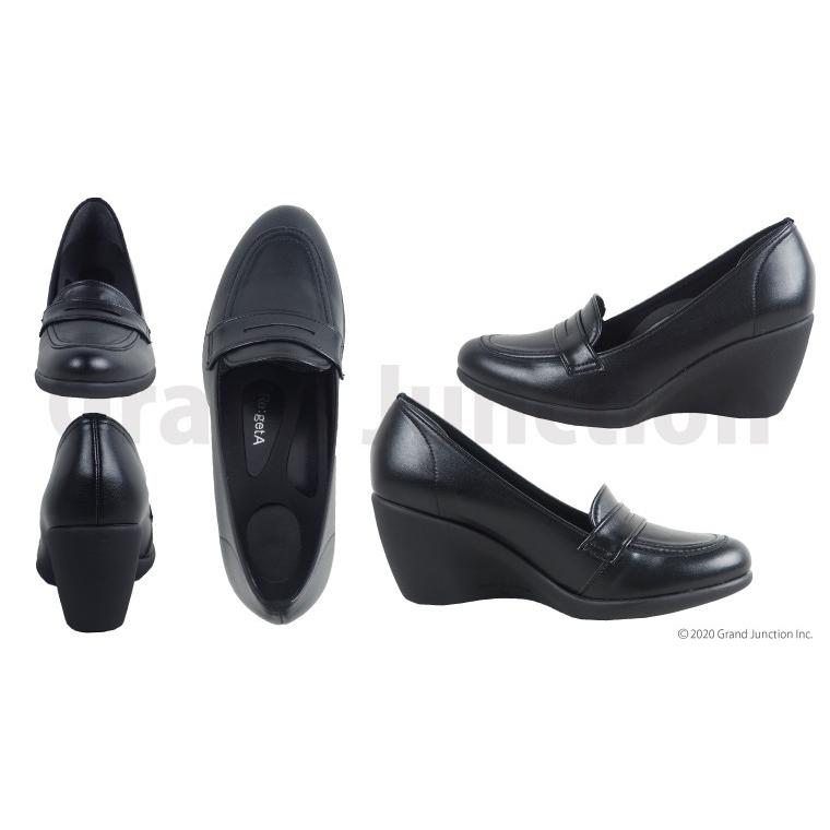 リゲッタ パンプス ローファー 痛くない スリッポン 黒 結婚式 歩きやすい オフィス ウェッジソール 7cmヒール black | Re:getA | 09