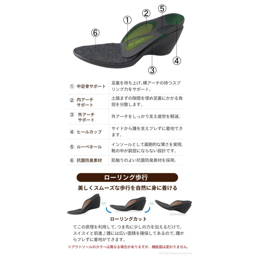 リゲッタ パンプス ローファー 痛くない スリッポン 黒 結婚式 歩きやすい オフィス ウェッジソール 7cmヒール black | Re:getA | 11