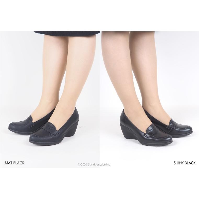 リゲッタ パンプス ローファー 痛くない スリッポン 黒 結婚式 歩きやすい オフィス ウェッジソール 7cmヒール black | Re:getA | 08