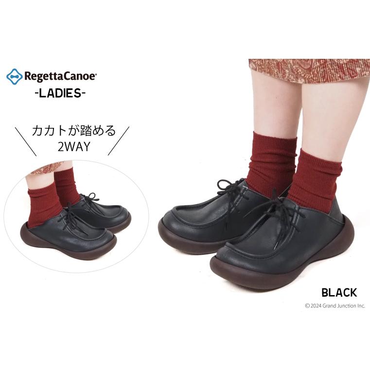 リゲッタ カヌー レディース シューズ 疲れない かかとが踏める 靴  おしゃれ 履きやすい かわいい 3E 幅広 黒 モカシン ワラビー 2WAY 厚底 日本製 | Regetta Canoe | 05