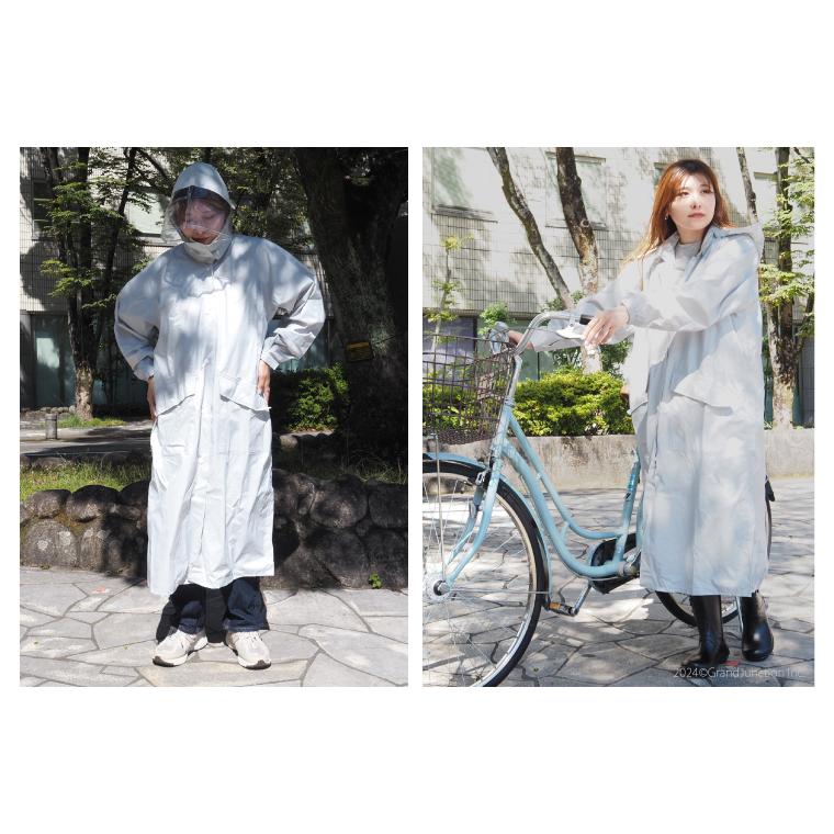 レインコート 自転車 レディース ロング 丈 レインウェア リュック