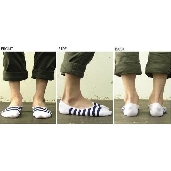 【完売】靴下 メンズ ボーダースニーカーカバーソックス 日本製 |  | 03