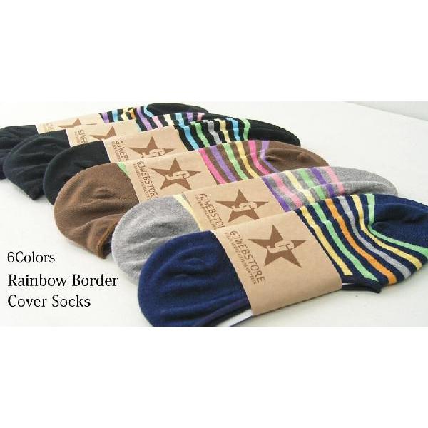【完売】靴下 メンズ 日本製 レインボーボーダーカバーソックス |  | 04