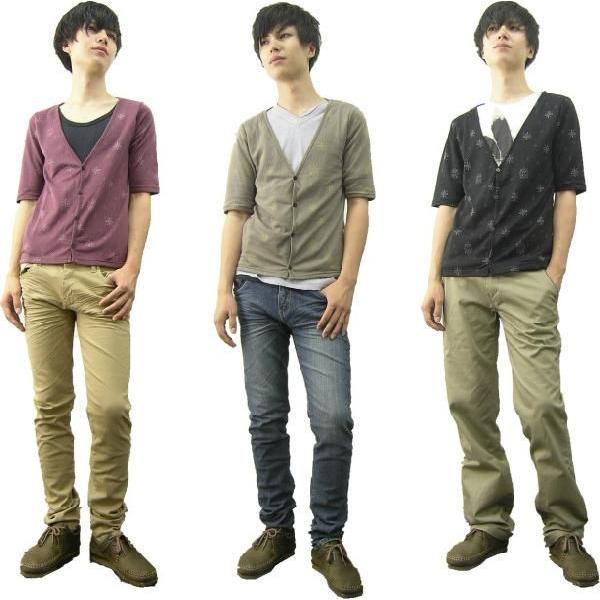 カーディガン メンズ ノルディック柄 ニット ノルディック柄ｘボーダー5分袖カーディガン Revo | Revo. | 04