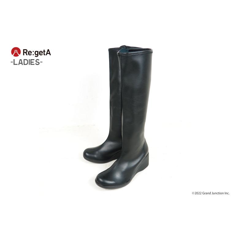 リゲッタ ブーツ レディース 厚底 ロングブーツ ウェッジソール 靴 ストレッチ サイドジップ 履きやすい 歩きやすい 脚長 | Re:getA | 04