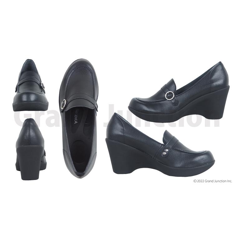 13%OFF セール リゲッタ グラマラス ローファー パンプス 痛くない 歩きやすい 7.5cm ウエッジソール 疲れにくい 黒 pumps | リゲッタグラマラス | 12