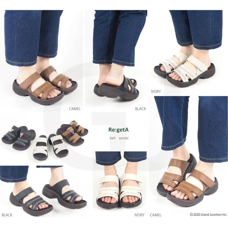 12%OFF セール リゲッタ サンダル レディース 黒 室内 オフィス ヒール つっかけ おしゃれ 厚底 幅広 甲高 5Eワイズ sandal | Re:getA | 09