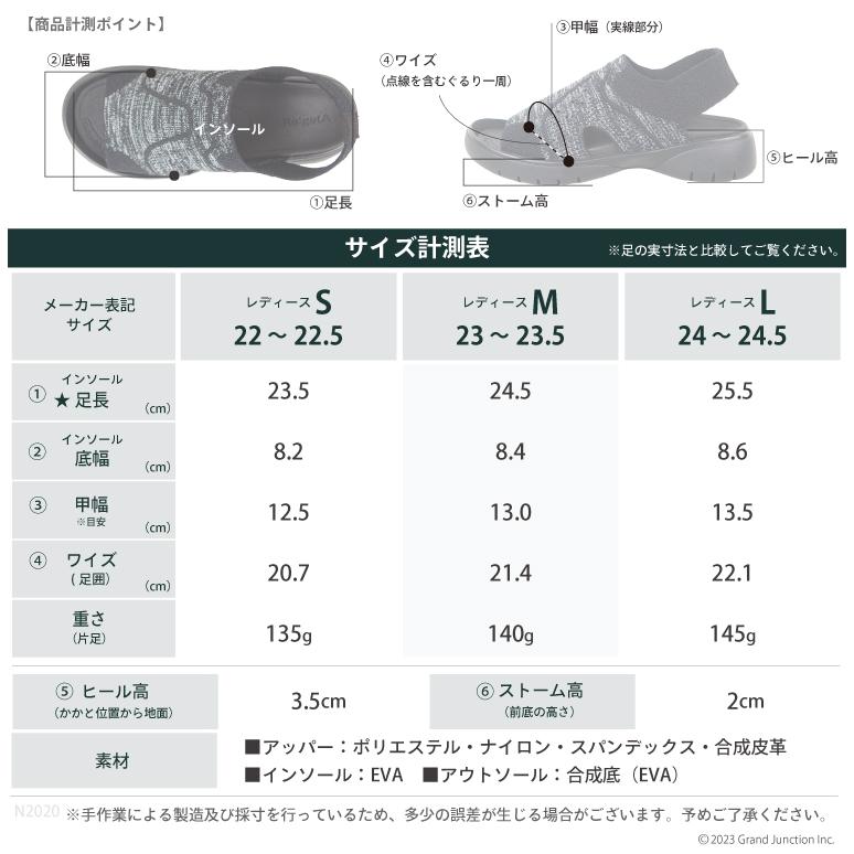 14%OFF セール リゲッタ サンダル レディース 黒 グレー 軽量 軽い スポーティ ストレッチ ニットサンダル sandal アウトレット | Re:getA | 11