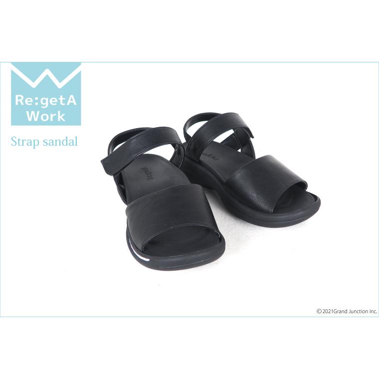 リゲッタ サンダル ぺたんこ 痛くない 歩きやすい ストラップ 黒 ローヒール sandal リゲッタワーク | Re:getA | 02