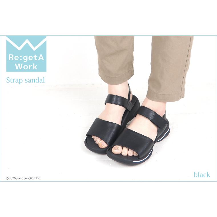 リゲッタ サンダル ぺたんこ 痛くない 歩きやすい ストラップ 黒 ローヒール sandal リゲッタワーク | Re:getA | 03
