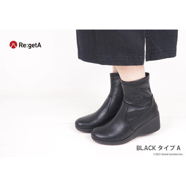 リゲッタ レディース ブーツ ショート 歩きやすい 厚底 黒 ウェッジソール 疲れない おしゃれ ショートブーツ 靴 履きやすい | Re:getA | 10