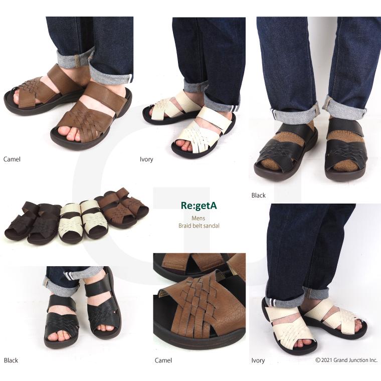 リゲッタ メンズ サンダル 編み込み つっかけ おしゃれ メッシュ 黒 オフィス コンフォートサンダル | Re:getA | 08