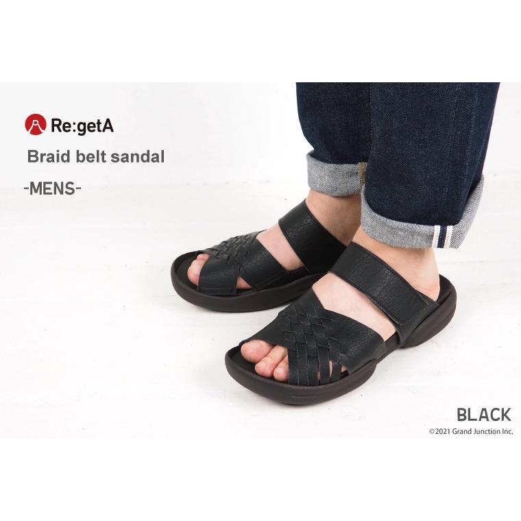リゲッタ メンズ サンダル 編み込み つっかけ おしゃれ メッシュ 黒 オフィス コンフォートサンダル | Re:getA | 06