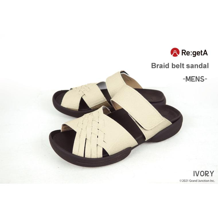 リゲッタ メンズ サンダル 編み込み つっかけ おしゃれ メッシュ 黒 オフィス コンフォートサンダル | Re:getA | 07