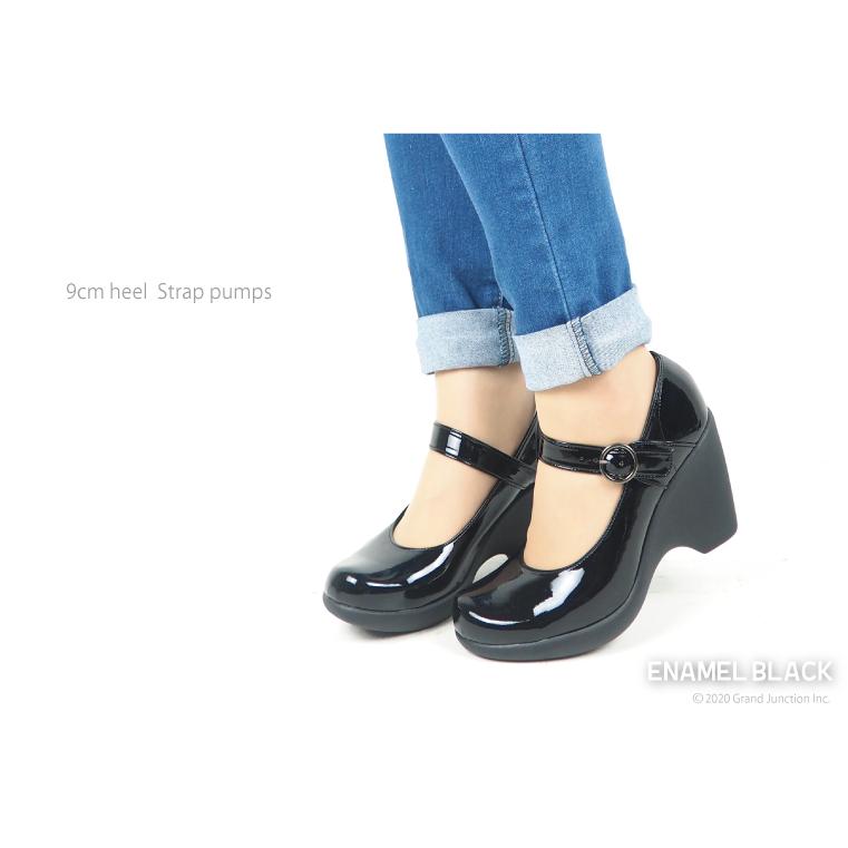 パンプス エナメル 痛くない リゲッタ 黒 ストラップ ブラック 幅広 フォーマル 光沢 Regeta 靴 5cm 7cm 9cm | Re:getA | 09