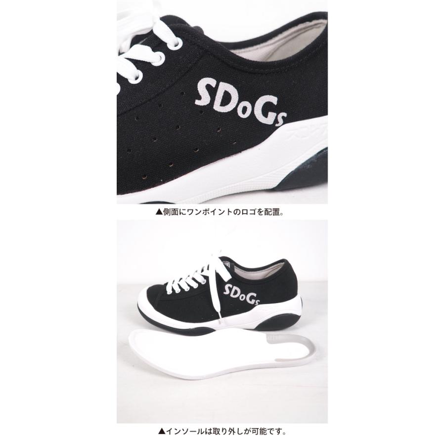 スゴィヌ SDoGs シューズ スニーカー メンズ レディース  白 黒 厚底 紐 歩きやすい ペタンコ 履きやすい ロック 抗菌防臭 撥水 shoes | Re:getA | 21