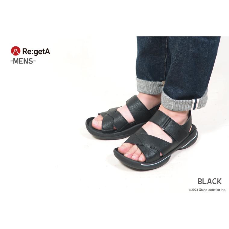 12%OFF セール リゲッタ サンダル メンズ 黒 歩きやすい 履きやすい ストラップ付 オフィスサンダル 抗菌 防臭 | Re:getA | 03