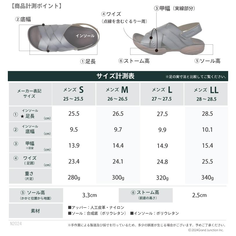 リゲッタ メンズ サンダル おしゃれ 疲れない 厚底 かかと 付き 人気 編み込み ストラップ | Re:getA | 12
