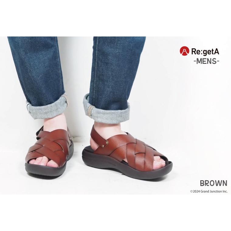 リゲッタ メンズ サンダル おしゃれ 疲れない 厚底 かかと 付き 人気 編み込み ストラップ | Re:getA | 07