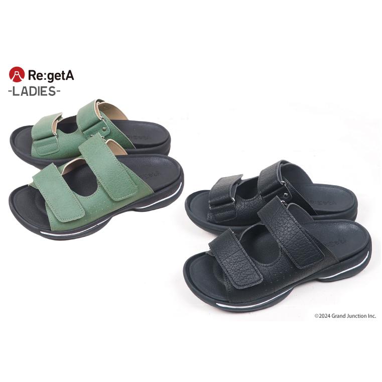 リゲッタ サンダル レディース 歩きやすい カジュアル 夏 疲れない つっかけ 黒 厚底 幅広 オフィス | Re:getA | 03