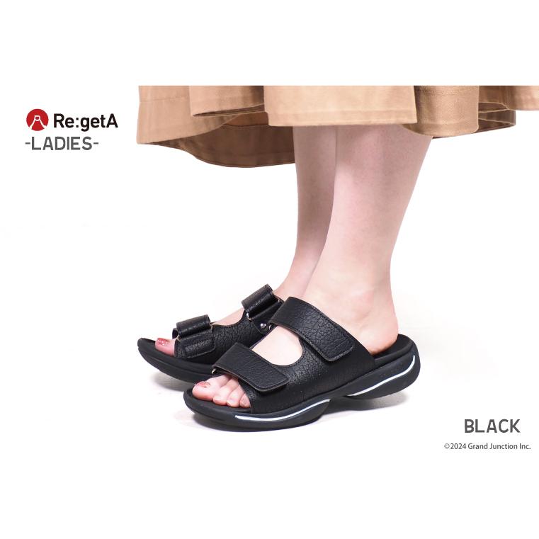 リゲッタ サンダル レディース 歩きやすい カジュアル 夏 疲れない つっかけ 黒 厚底 幅広 オフィス | Re:getA | 04