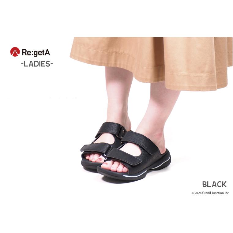 リゲッタ サンダル レディース 歩きやすい カジュアル 夏 疲れない つっかけ 黒 厚底 幅広 オフィス | Re:getA | 06