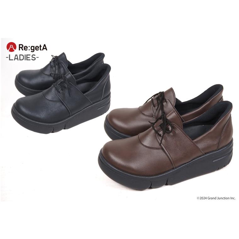 リゲッタ 厚底 シューズ レディース 歩きやすい 幅広 軽い 手を使わずに履ける 靴 SuttOn 黒 shoes | Re:getA | 03