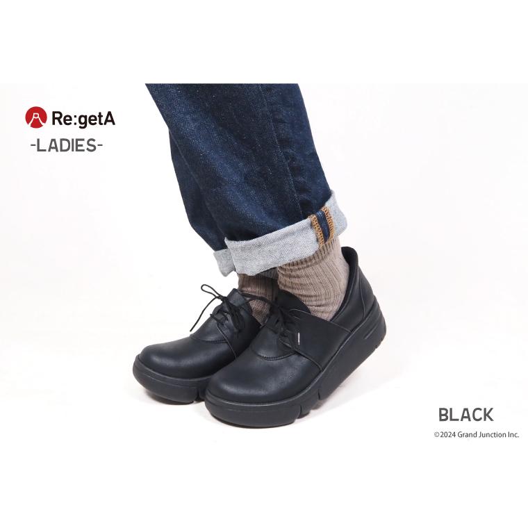 リゲッタ 厚底 シューズ レディース 歩きやすい 幅広 軽い 手を使わずに履ける 靴 SuttOn 黒 shoes | Re:getA | 04