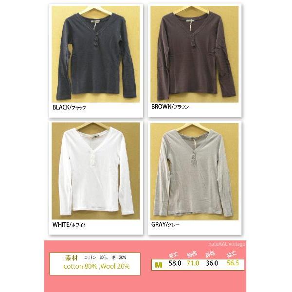 Tシャツ レディース 長袖 長袖ヘンリーネックカットソー natuRAL vintage |  | 04