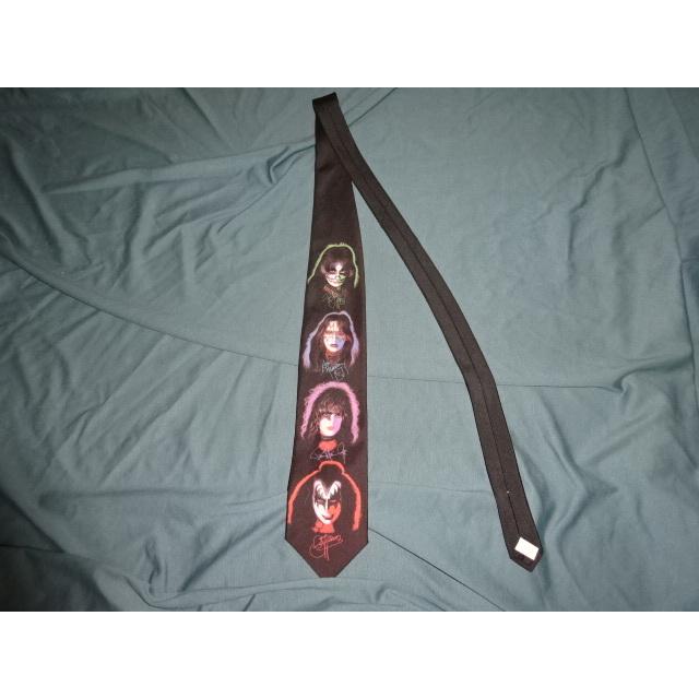 送料185円・H1215■ ラルフマーリン ネクタイ ロック KISS アメリカ製 ブラック 黒 | 