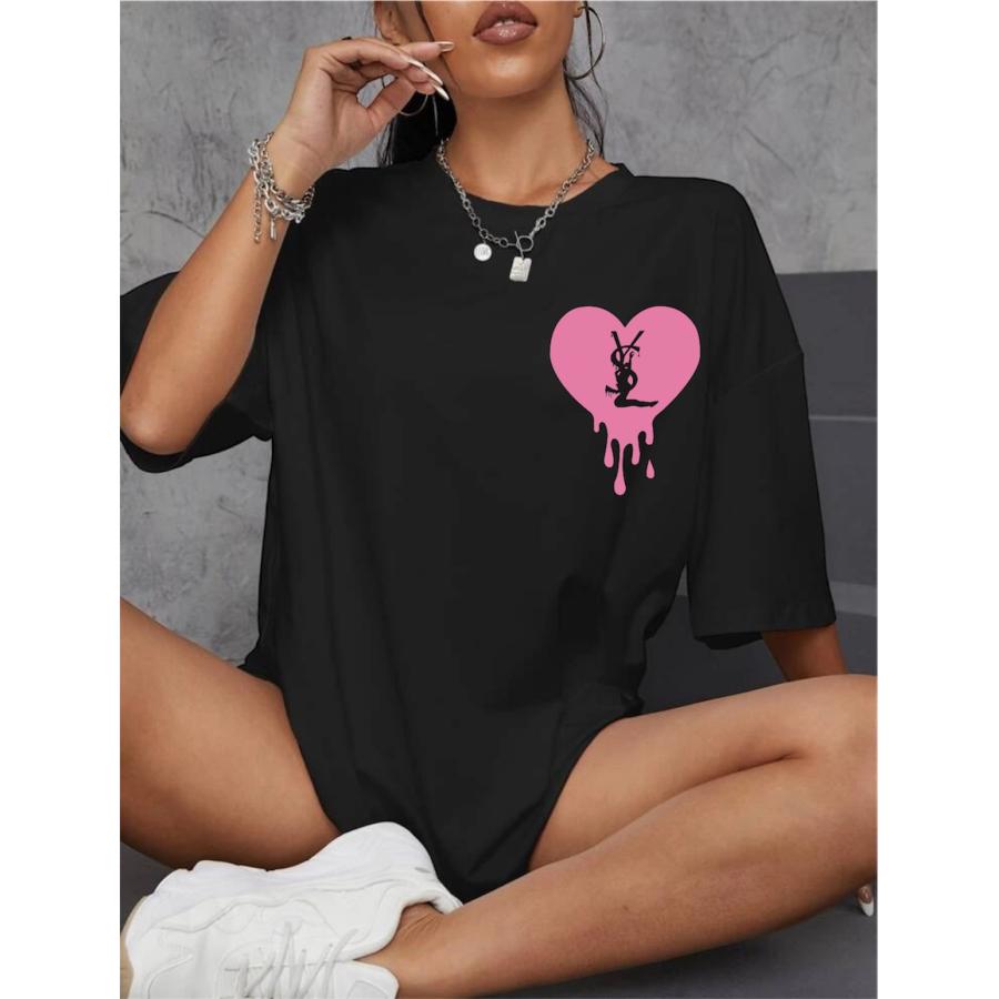 Bad Blood ブラック 半袖 T シャツ ハート  ストリート MEMORY】ドリップハート 半袖 Tシャツ / Drip Heart Short Sleeve Tee