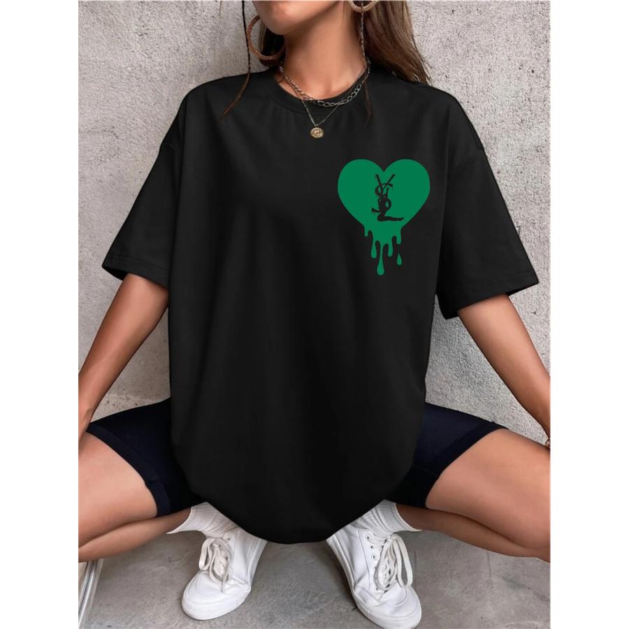 Bad Blood ブラック 半袖 T シャツ ハート  ストリート MEMORY】ドリップハート 半袖 Tシャツ / Drip Heart Short Sleeve Tee